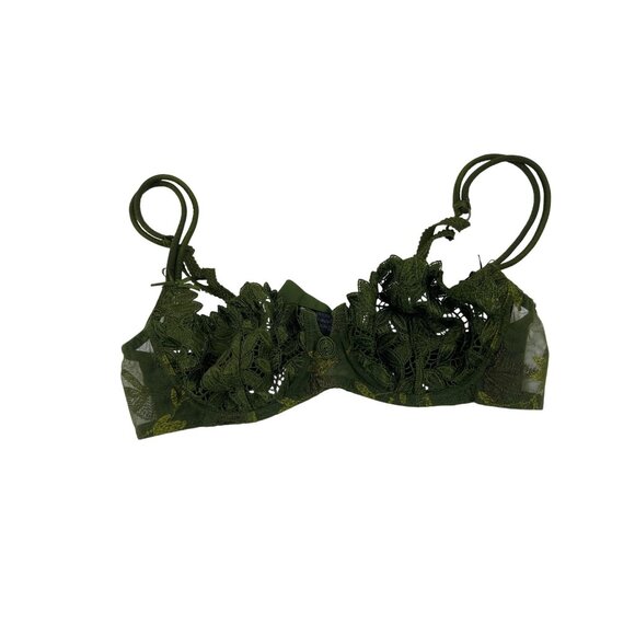 Aubade Paris Green Lace Underwire Bra 34B Polyester & Lycra Made In France 23h - Picture 1 of 5